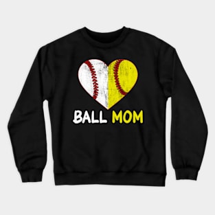 Ball Mom He Softball Baseball Player Mothers Day Crewneck Sweatshirt